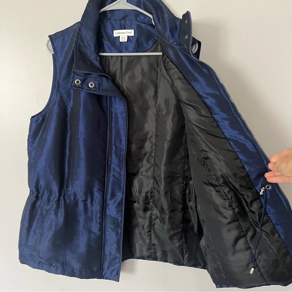 Coldwater Creek Iridescent Deep Blue Vest Womens 14 16 Pockets Insulated Shine - Picture 6 of 11